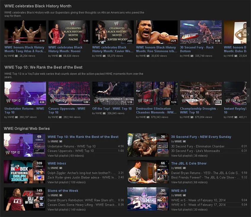 A WWE no YouTube